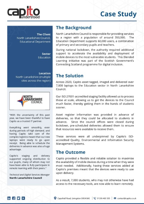 Click to view pdf format of the North Lanarkshire Council, Education Department case study